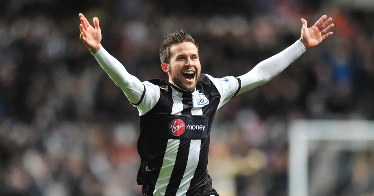 Newcastle's Yohan Cabaye celebrates scoring against Manchester United, January 2012.