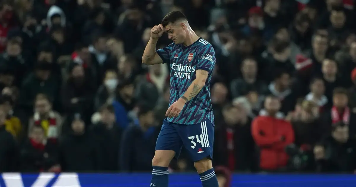 Watch: Arsenal’s Granit Xhaka kicks Diogo Jota in chest & gets sent off