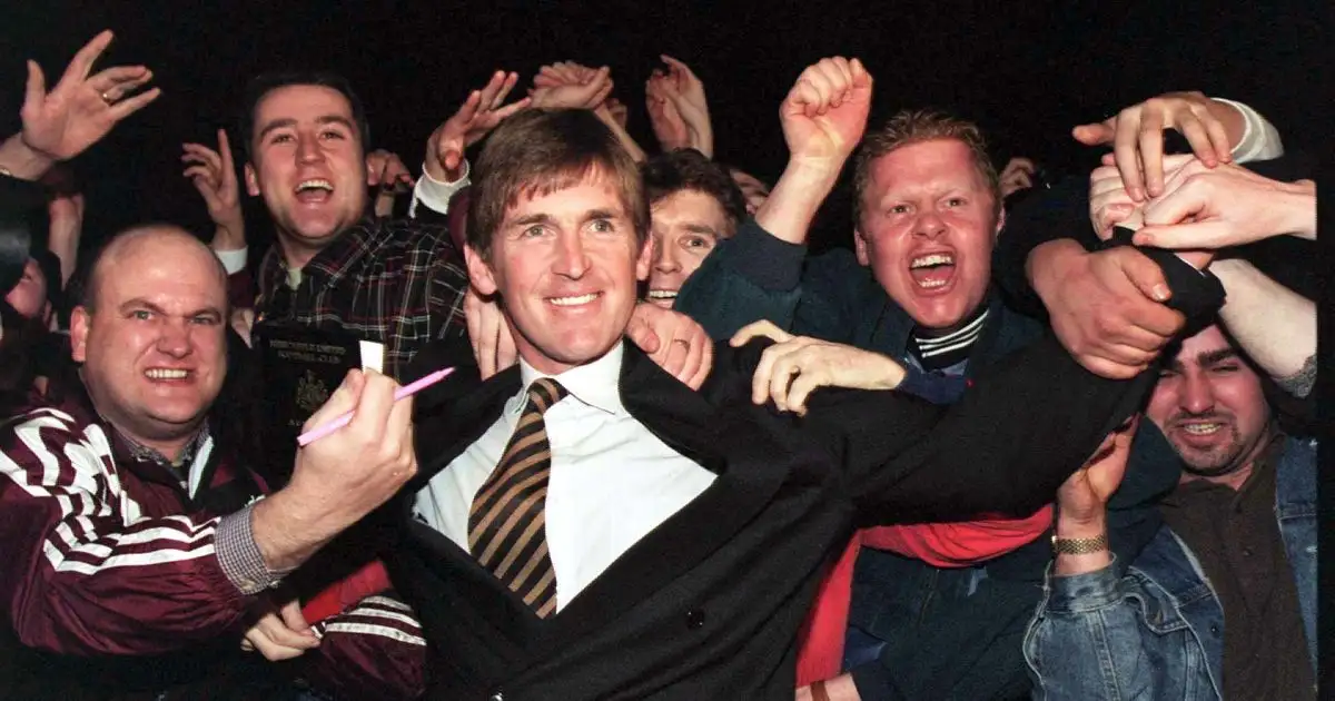 New manager Kenny Dalglish is welcomed by Newcastle fans. St James Park, January 1997.