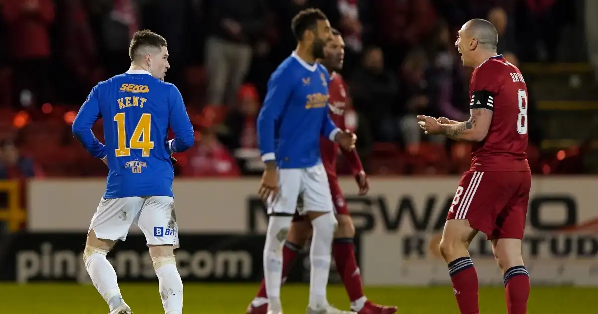 Watch: Scott Brown waves off Rangers’ Ryan Kent after red card