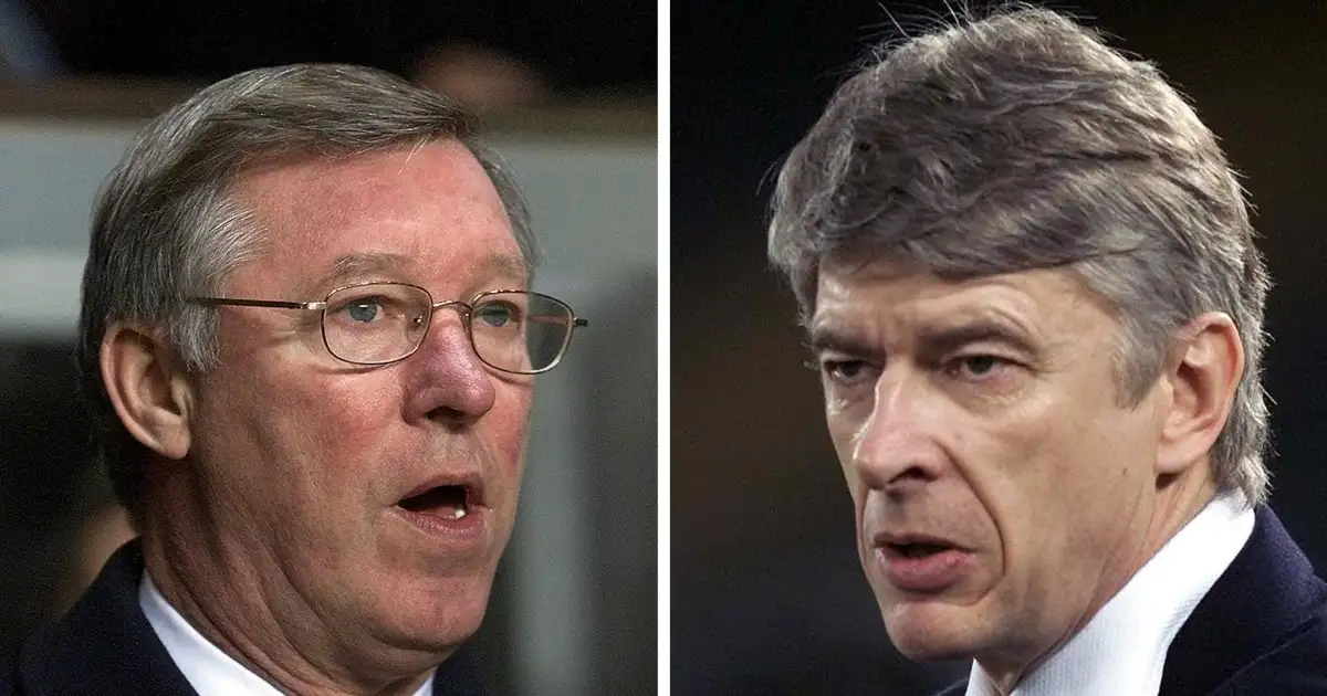 Manchester United manager Sir Alex Ferguson and Arsenal counterpart Arsene Wenger, January 2002.