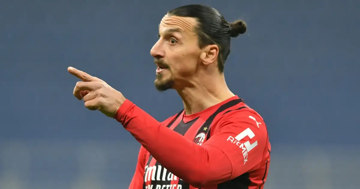 AC Milan's Zlatan Ibrahimovic during their draw with Juventus in Milan, Italy, January 2022.