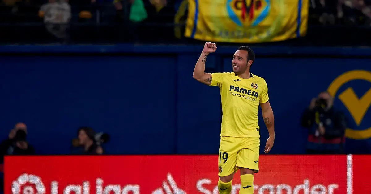 Santi Cazorla celebrates his goal for Villarreal against Real Madrid, Estadio De La Ceramica, January 2019