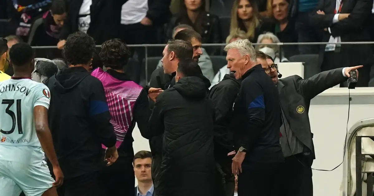 Watch: West Ham boss David Moyes sent off for booting ball at ball boy
