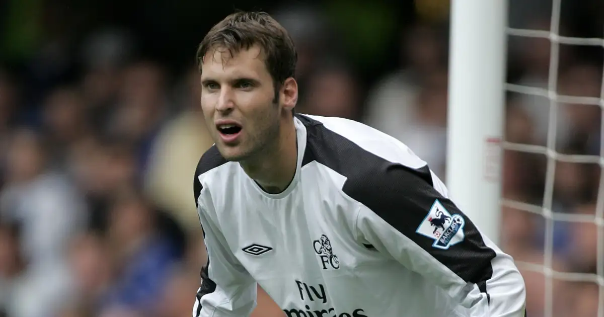 Chelsea goalkeeper Petr Cech during their victory over Manchester United at Stamford Bridge, London, August 2004.