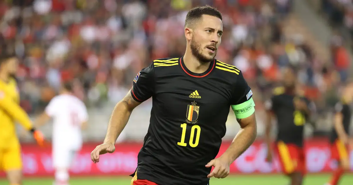 Watch: Real Madrid’s Eden Hazard misses absolute sitter for Belgium