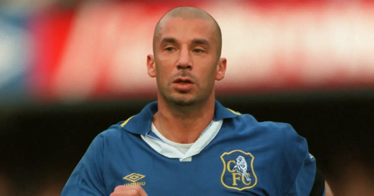 Chelsea's Gianluca Vialli playing against Tottenham in the Premier League. Stamford Bridge, October 1996.