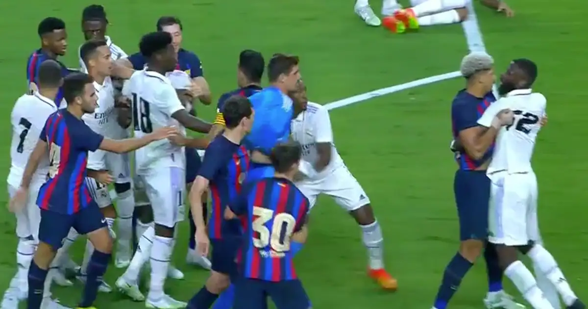 Watch: Rudiger, Busquets, Vinicius scrap in feisty El Clasico skirmish