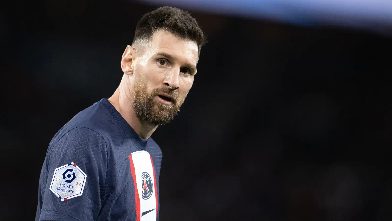 Lionel Messi of PSG celebrates his goal during the Ligue 1 Uber Eats match between Paris Saint-Germain and Nice at Parc des Princes on October 1, 2022 in Paris, France.