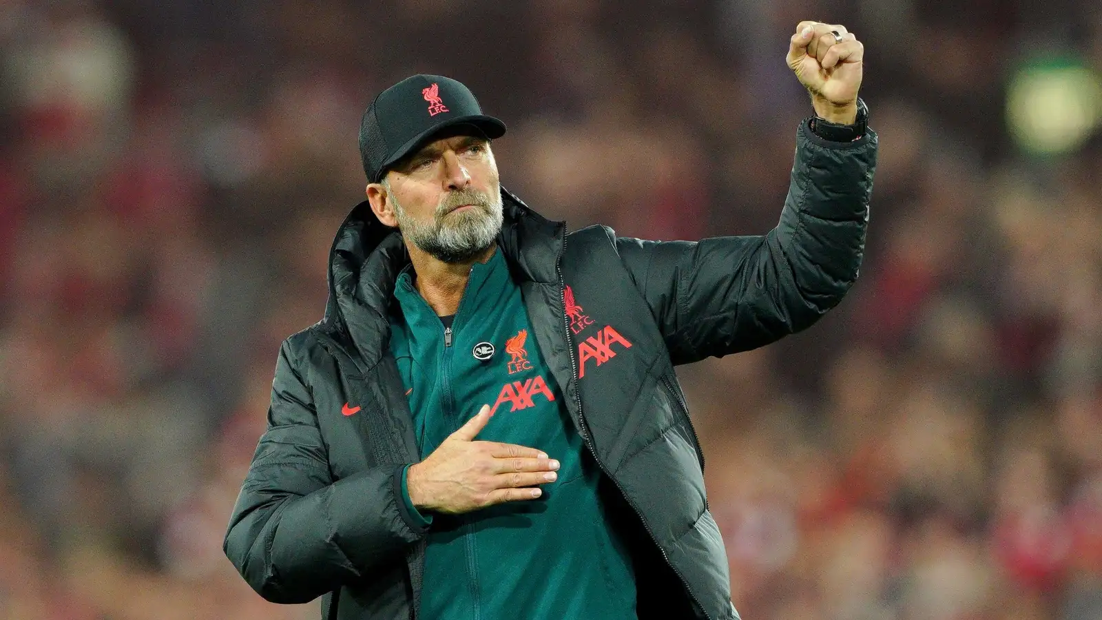 Jurgen Klopp celebrates after the Premier League match between Liverpool and Manchester City at Anfield, Liverpool, October 2022.