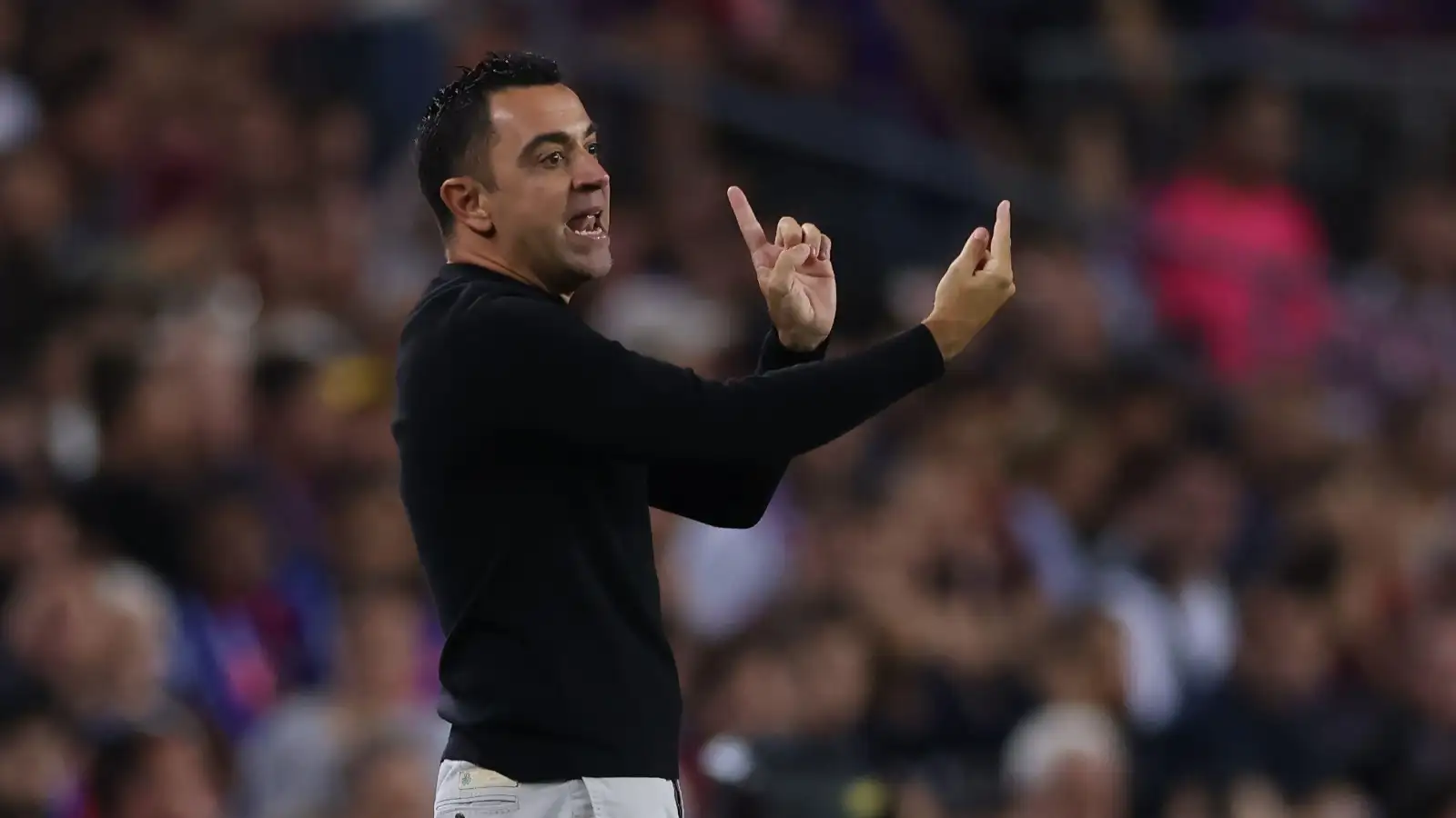 Xavi Hernandez reacts during the UEFA Champions League match between Barcelona and Internazionale at Camp Nou, Barcelona, October 2022.