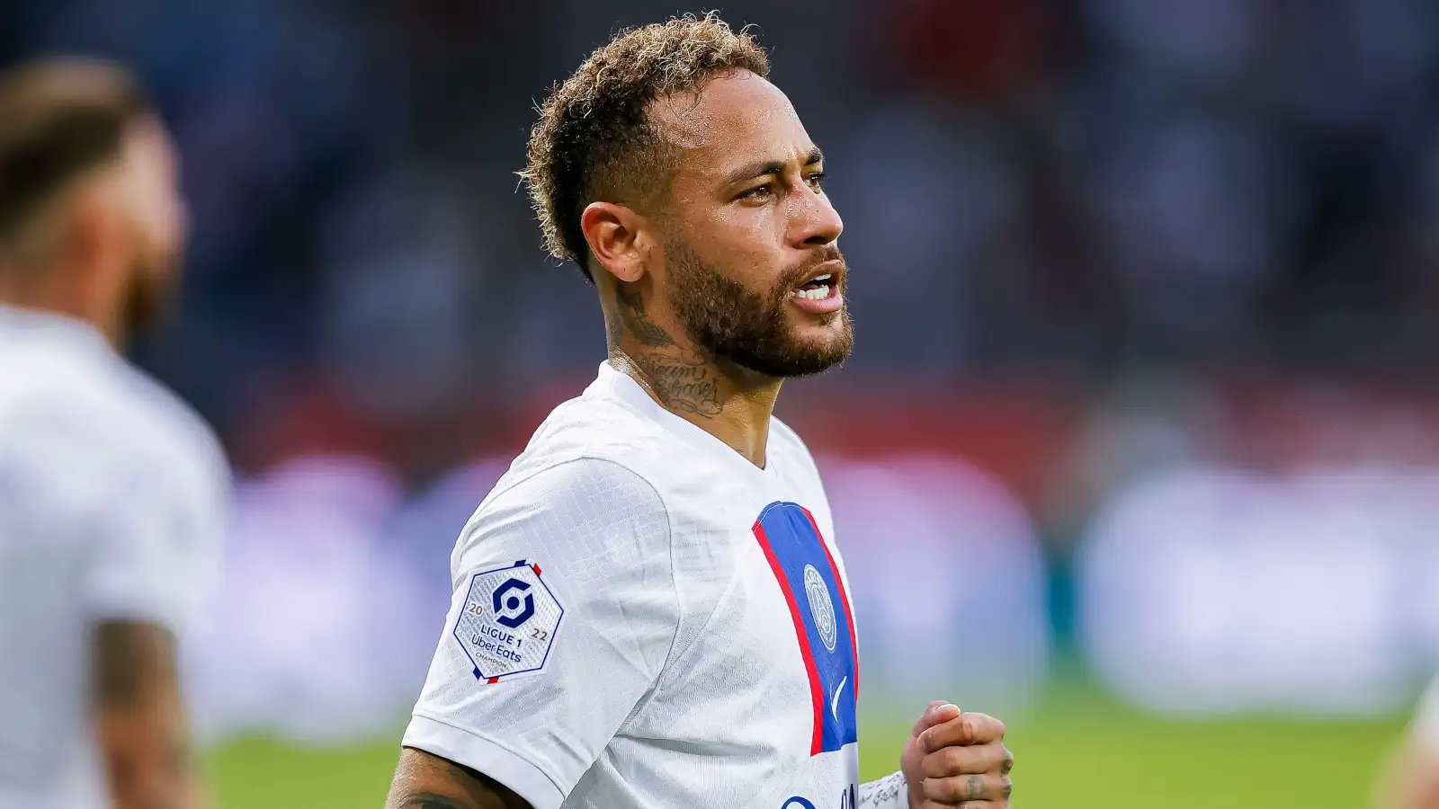 Neymar celebrates his goal during the Ligue 1 match between PSG and Troyes at Parc des Princes, Paris, October 2022.