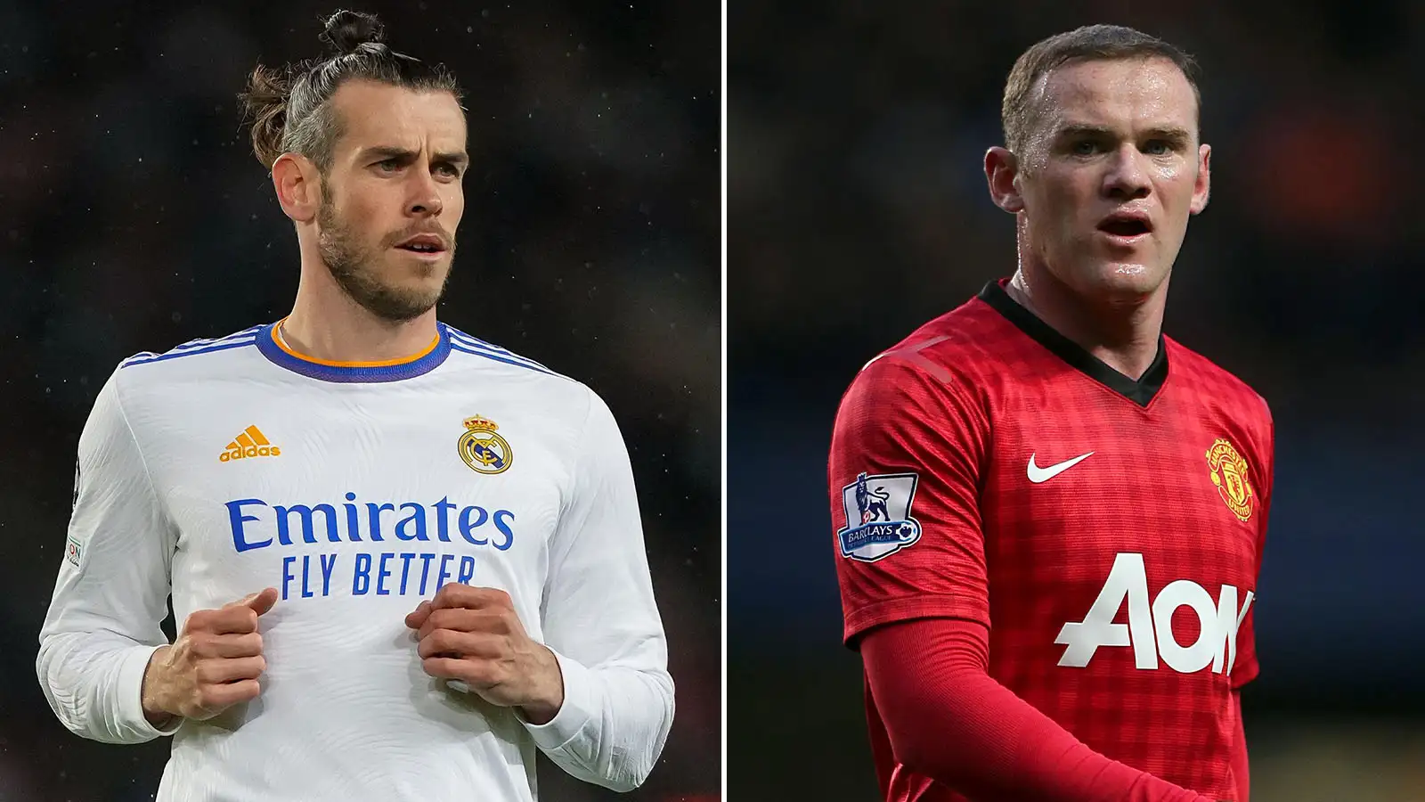 Gareth Bale of Real Madrid during the UEFA Champions League and Wayne Rooney, Manchester United