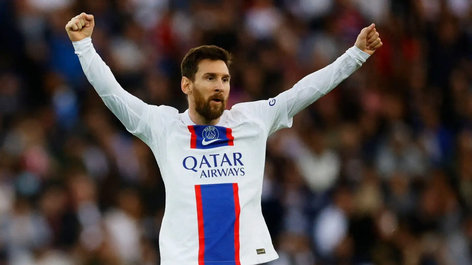 Ligue 1 - Paris St Germain v Troyes - Parc des Princes, Paris, France - October 29, 2022 Paris St Germain's Lionel Messi celebrates scoring their second goal.