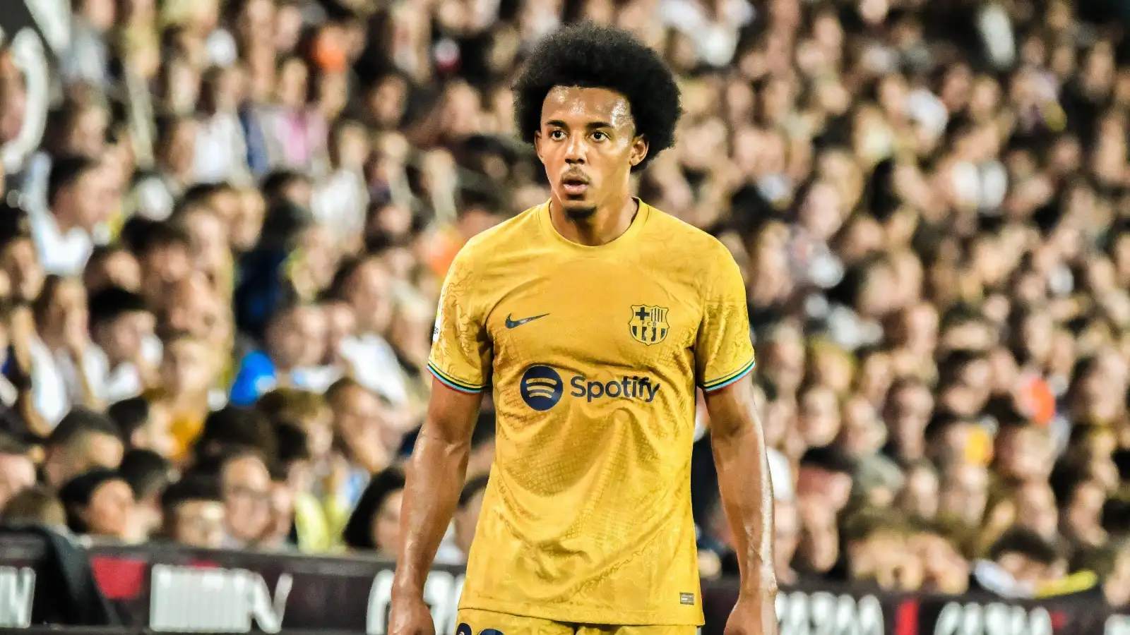 Jules Kounde during the Premier League match between Valencia and Barcelona at Mestalla, Valencia, October 2022.