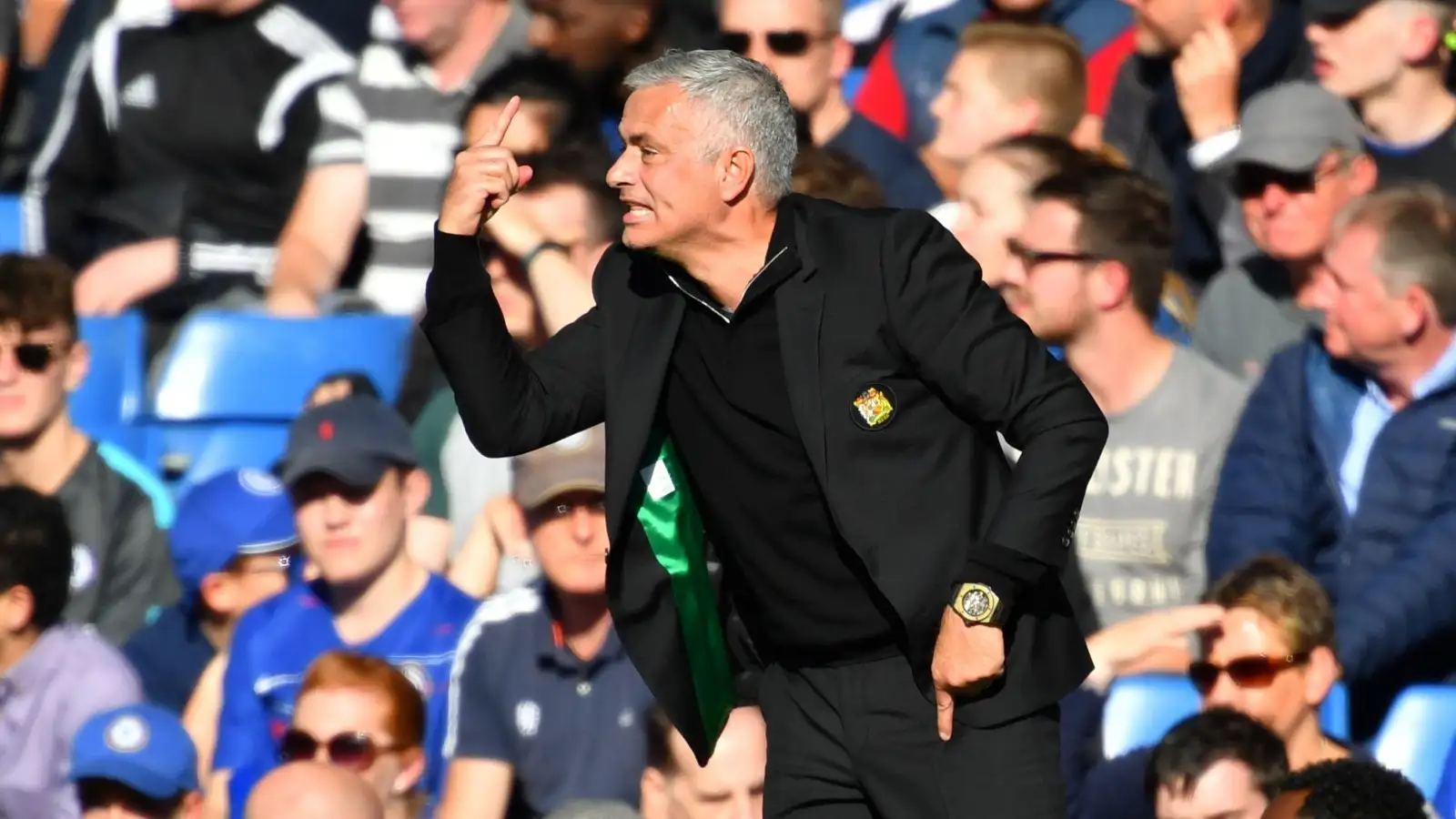 Jose Mourinho during the Premier League match between Chelsea and Manchester United at Stamford Bridge, London, October 2018.