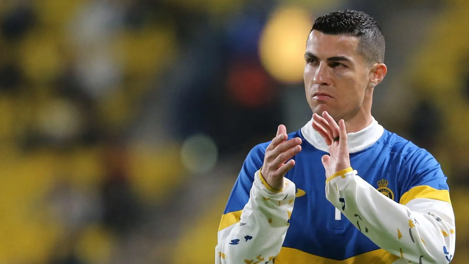 Soccer Football - Saudi Pro League - Al Nassr v Al Ettifaq - Mrsool Park, Riyadh, Saudi Arabia - January 22, 2023 Al Nassr's Cristiano Ronaldo during the warm up before the match