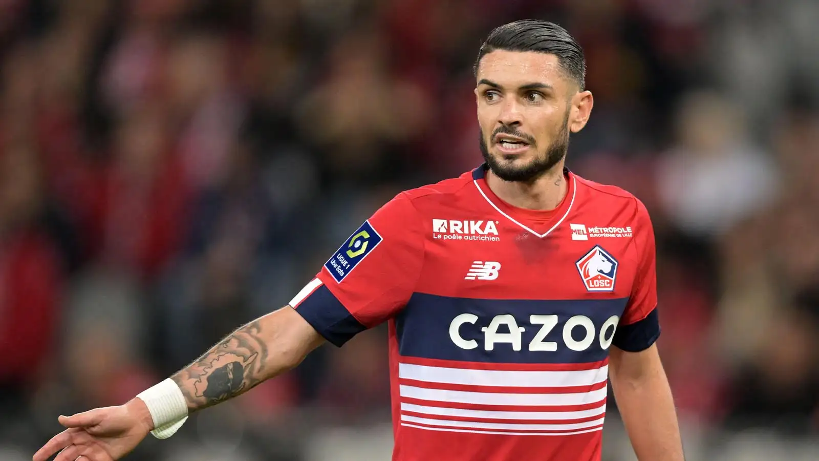 Remy Cabella of LOSC Lille during the French Ligue 1 match between Lille OSC and Stade de Reims at Pierre-Mauroy Stadium on January 2, 2022 in Lille, France.