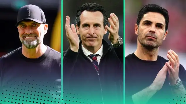 Premier League top four finishes managers featuring Liverpool Jurgen Klopp Unai Emery Aston Villa Arsenal Mikel Arteta