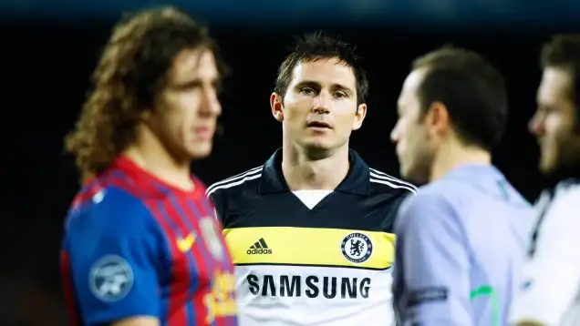 Carles Puyol and Frank Lampard during their epic Champions League semi-final in 2012.