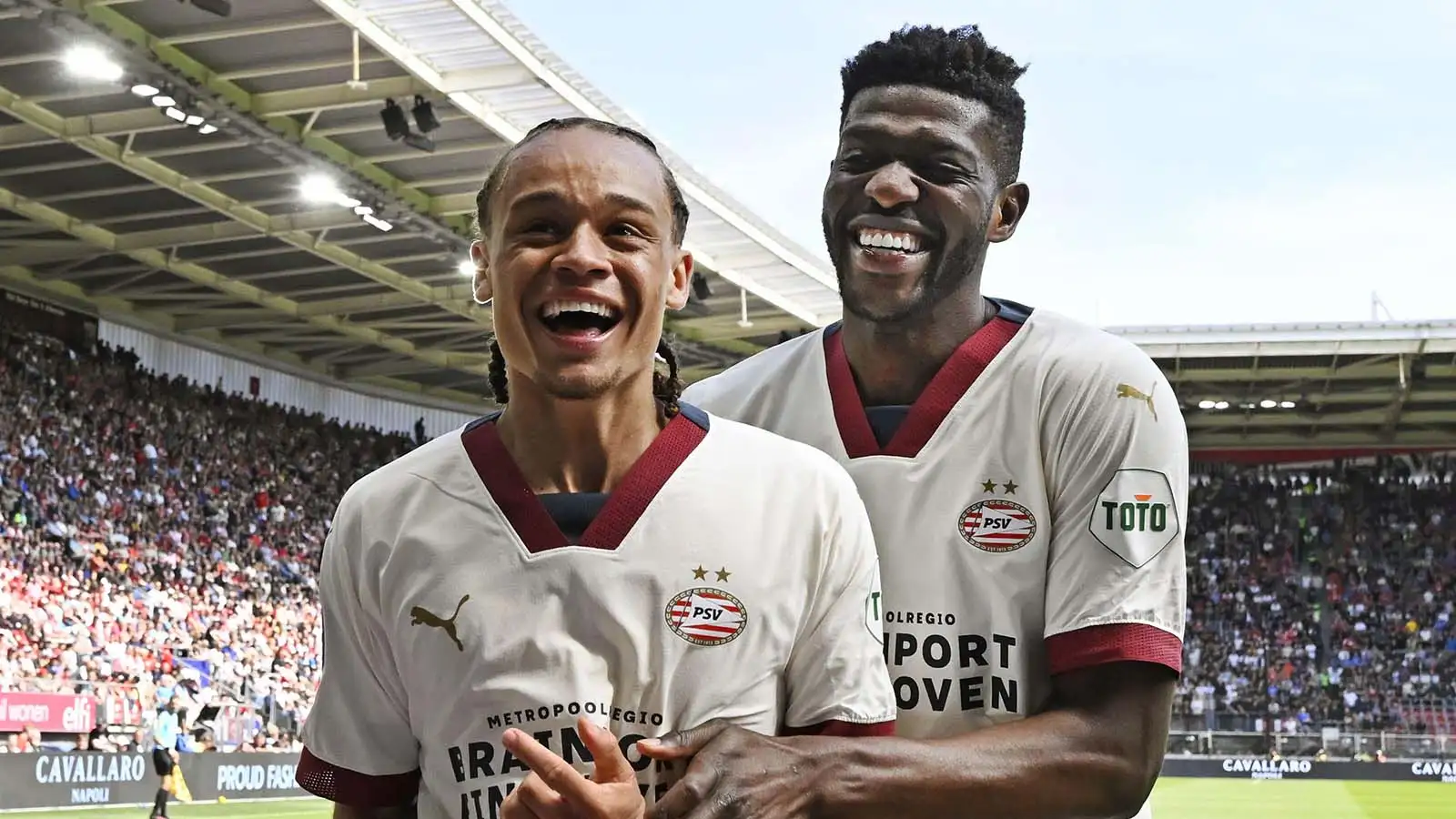 Xavi Simons, Ibrahim Sangare after the 1-2 Dutch premier league match between AZ Alkmaar and PSV at AFAS stadium on May 28, 2023