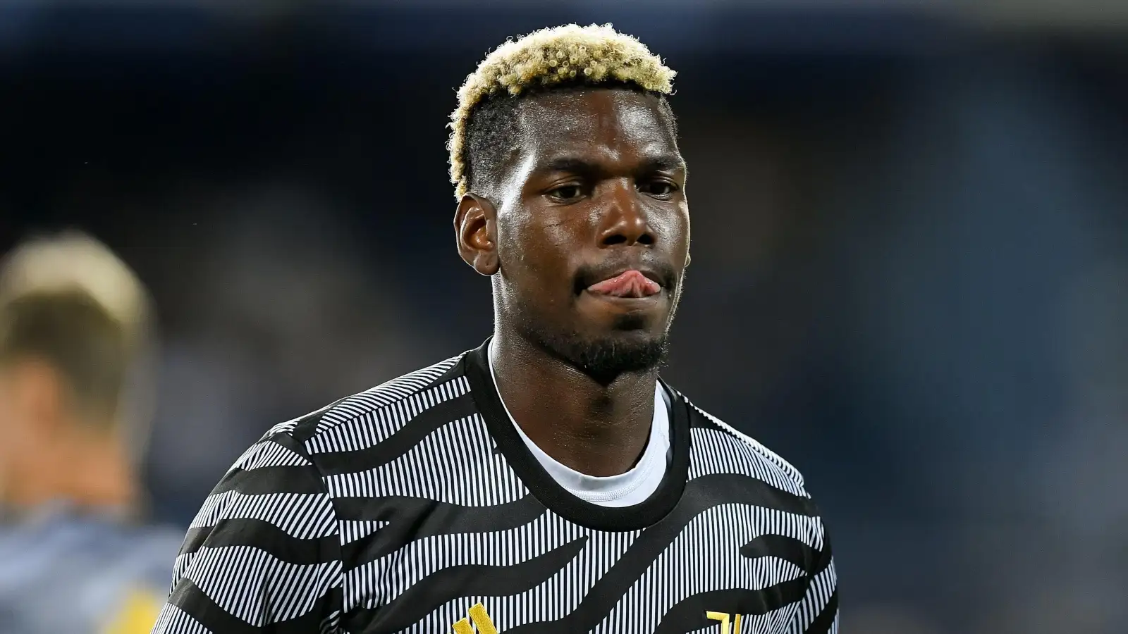 Paul Pogba of Juventus FC stucks out his tongue during the Serie A Tim match between Empoli FC and Juventus FC at Stadio Carlo Castellani on September 3, 2023 in Empoli, Italy.