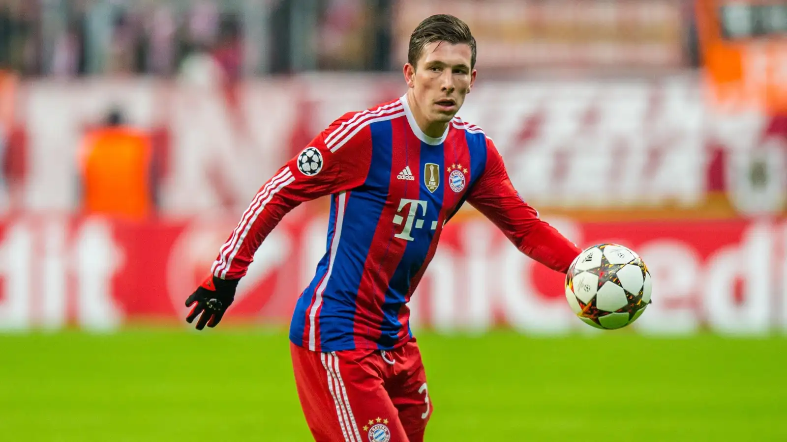 Bayern Munich's Pierre-Emile Hojbjerg in action during the Champions League Group E match between FC Bayern Munich and ZSKA Moscow in Munich, Germany, 10 December 2014.