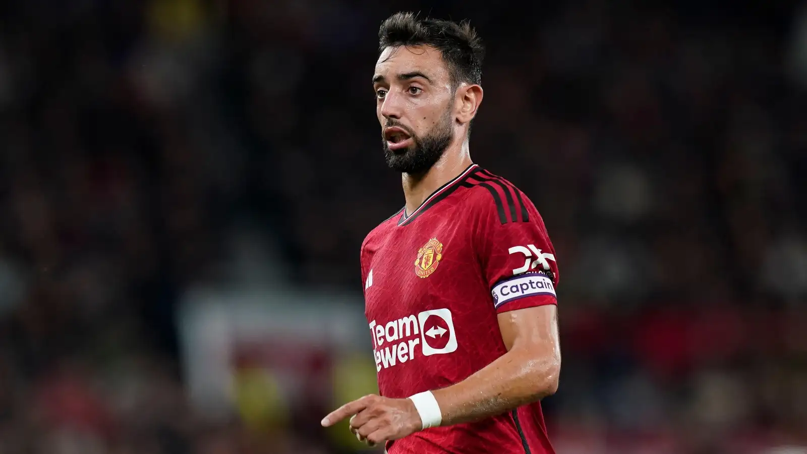 Bruno Fernandes during the Premier League match between Manchester United and Wolverhampton Wanderers at Old Trafford, Manchester, August 2023.