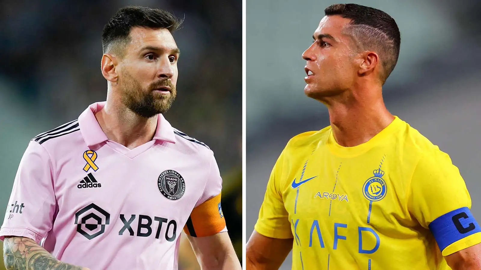 Lionel Messi of Inter Miami and Cristiano Ronaldo of Al-Nassr.