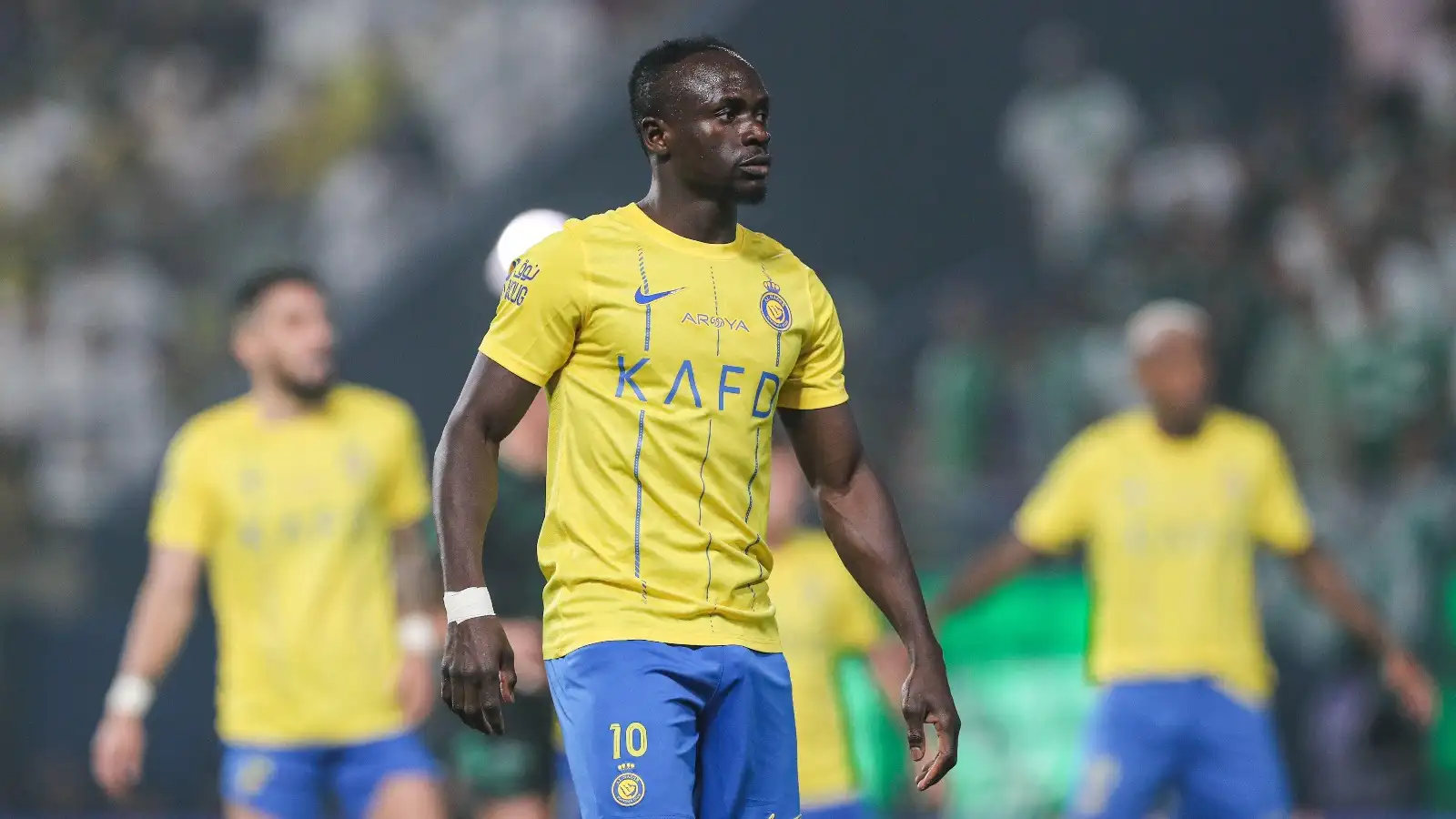 Sadio Mane #10 of Al-Nassr SFC in action during their Match Day 7 of the SAFF Roshn Saudi Pro League 2023-24 against Al-Ahli Saudi FC at the King Saud University Stadium on September 14, 2023 in Riyadh, Saudi Arabia.