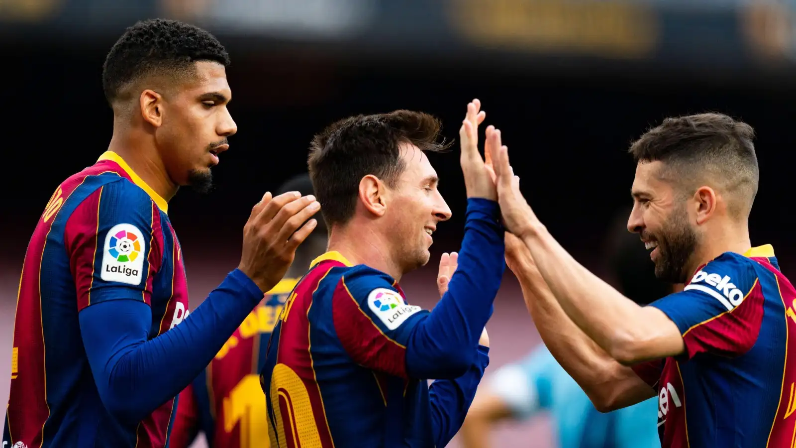 Barcelona, Spain. 16th May, 2021. Lionel Messi (FC Barcelona) celebrates with his teammates after scoring, during La Liga football match between FC Barcelona and Celta de Vigo, at Camp Nou Stadium in Barcelona, Spain, on May 16, 2021.