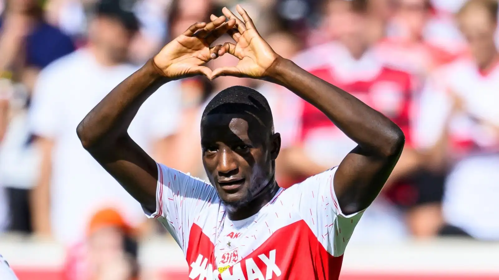 Stuttgart, Germany. 02nd Sep, 2023. Soccer: Bundesliga, VfB Stuttgart - SC Freiburg, Matchday 3, MHPArena. Stuttgart's Serhou Guirassy celebrates after his goal for 2:0.