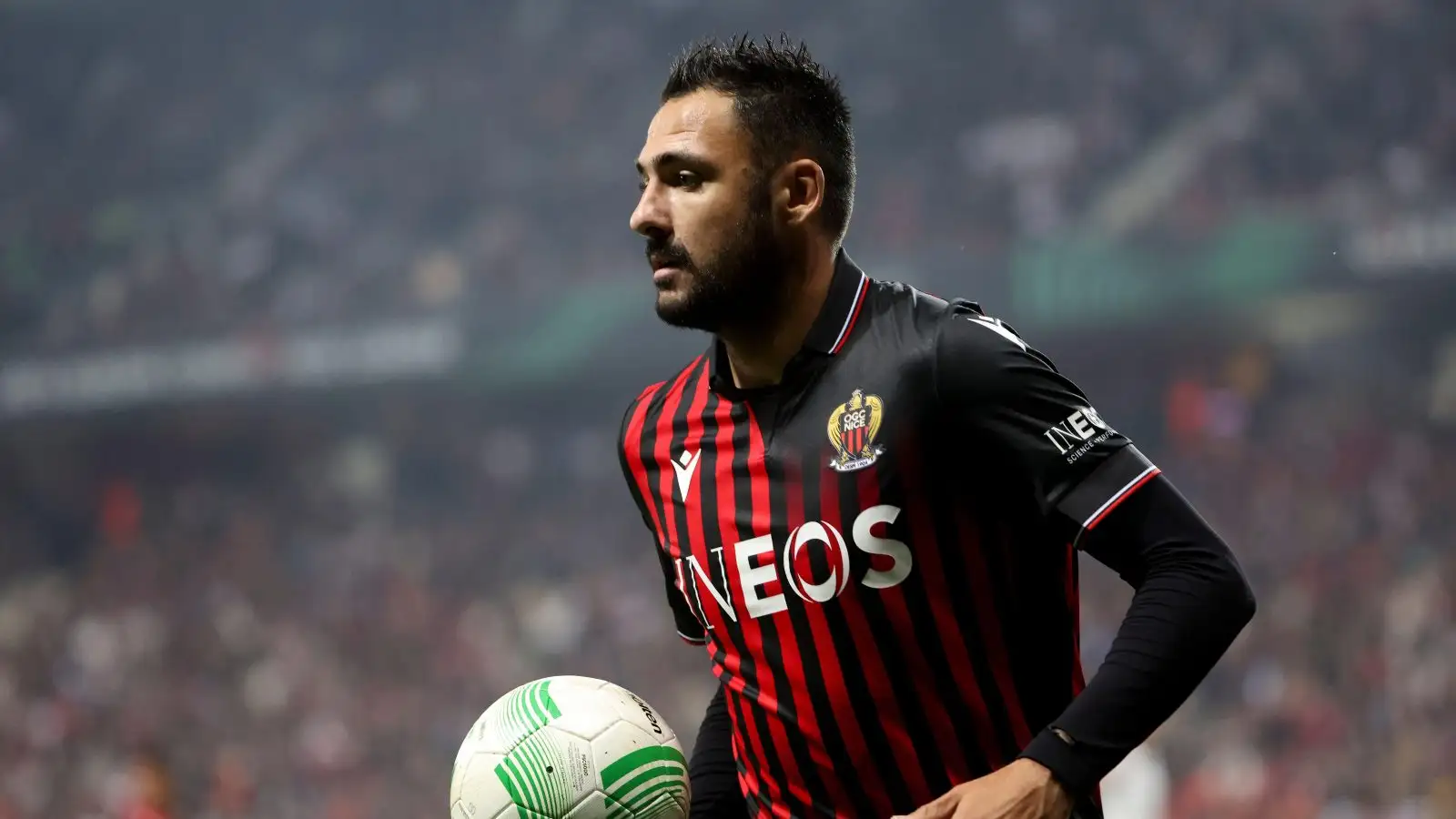 Gaetan Laborde of Nice during the UEFA Europa Conference League, Quarter-finals, 2nd leg football match between OGC Nice (OGCN) and FC Basel 1893 on April 20, 2023 at Allianz Riviera stadium in Nice, France