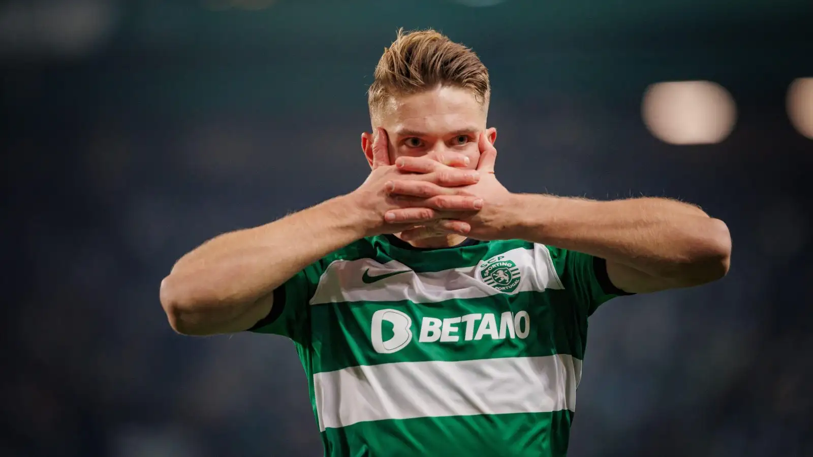 Viktor Gyokeres celebrates after scoring goal during Liga Portugal 23/24 game between Sporting CP and FC Porto