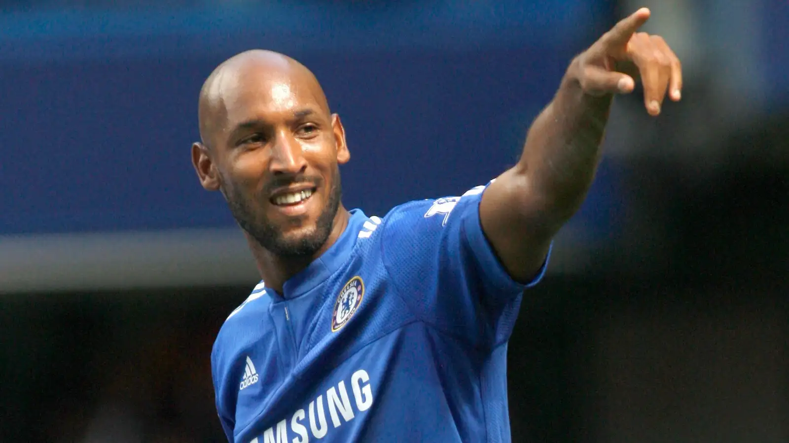 Anelka celebrates scoring for one of his English clubs in August 2009.