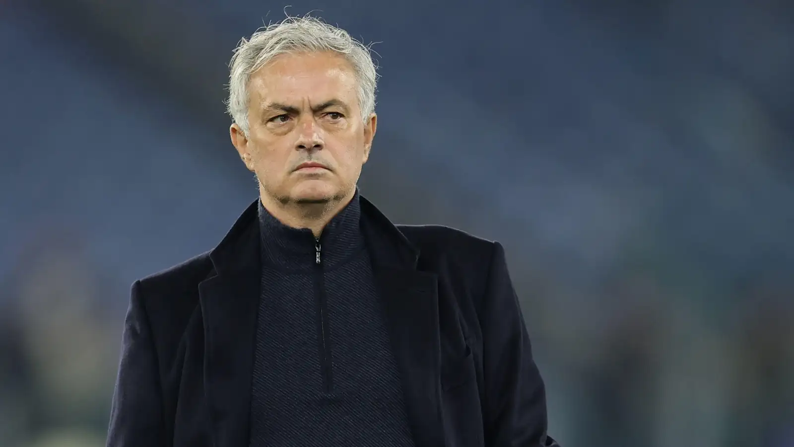 Roma’s Portuguese coach Jose Mourinho looks during italy cup quarter-finals football match SS Lazio vs AS Roma at Olimpico Stadium on January 10, 2024, in Rome.