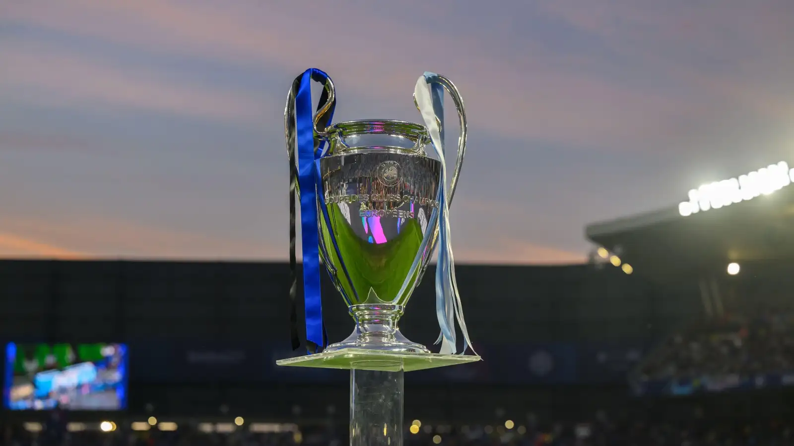 The Champions League trophy before the 2023 final.