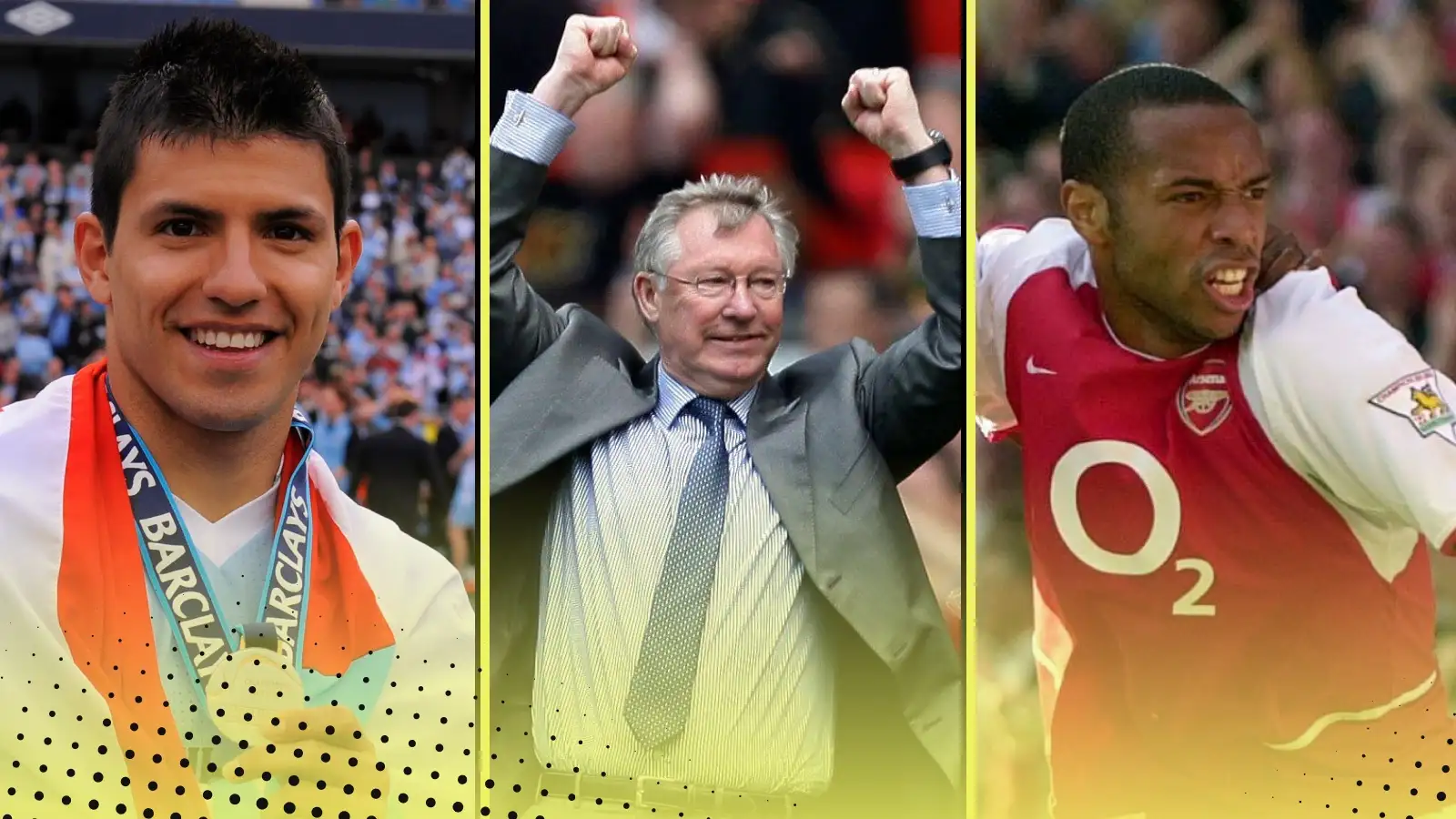 Planet Football's Ultimate Premier League Quiz: (L-R) Sergio Aguero, Sir Alex Ferguson, Thierry Henry