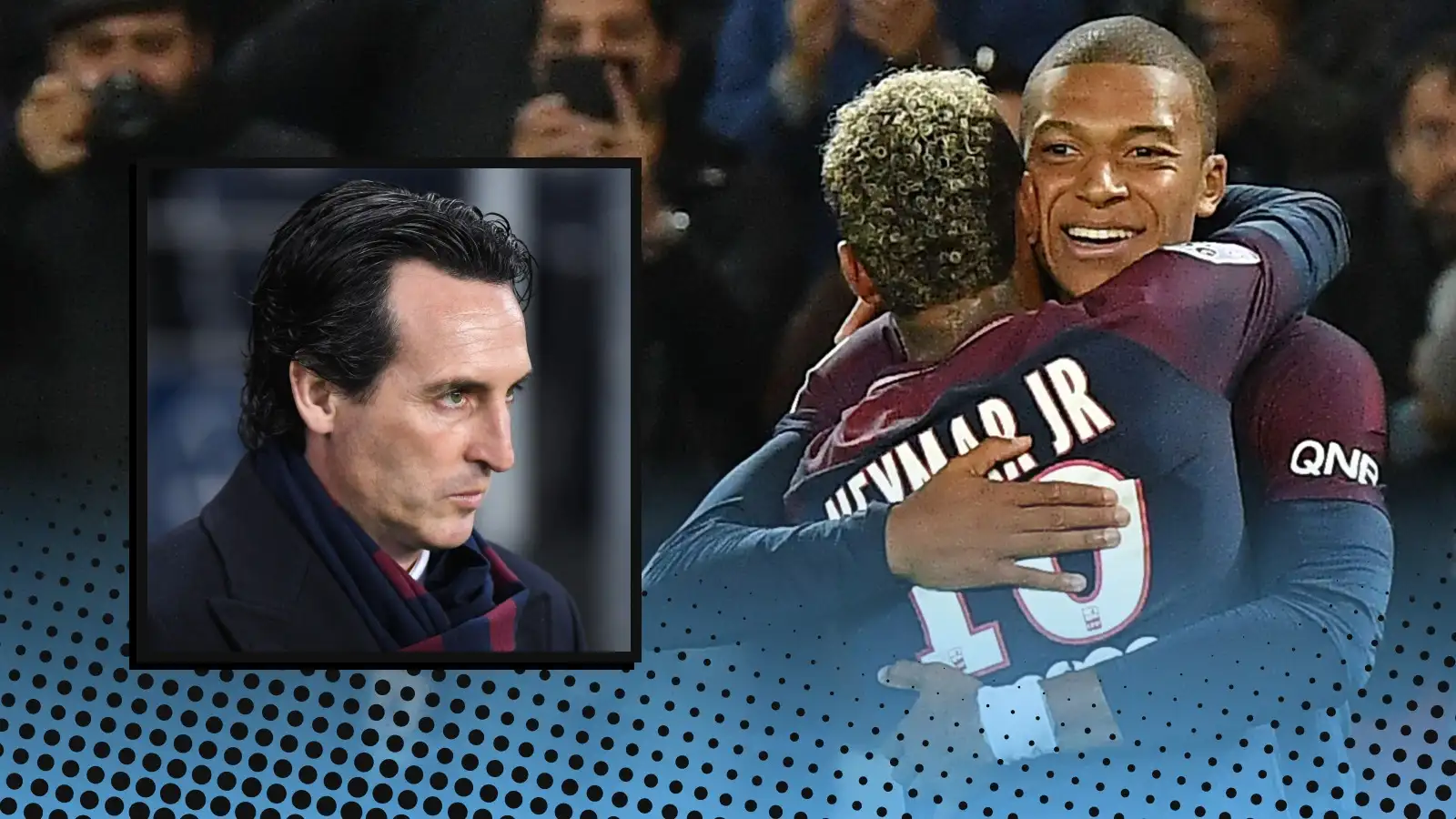 Unai Emery, Kylian Mbappe and Neymar.