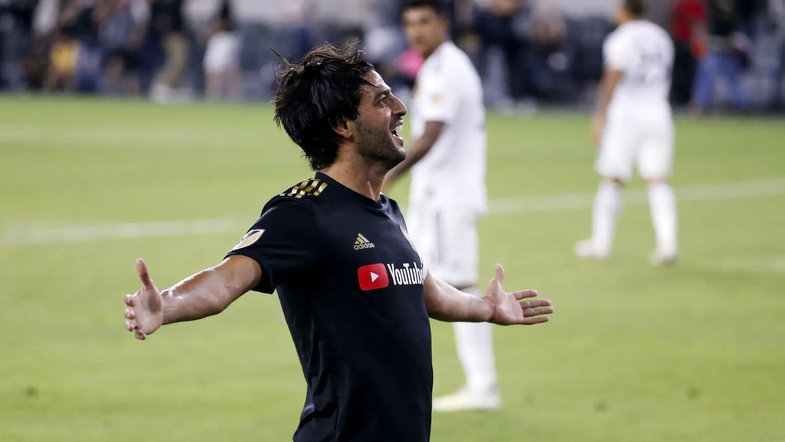 Carlos Vela celebrates for LAFC.