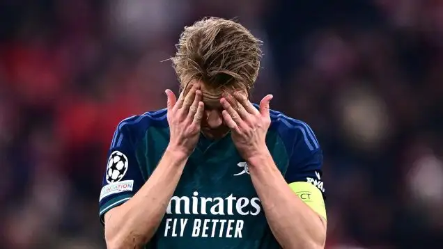 Martin Odegaard at full time following Arsenal's loss against Bayern Munich