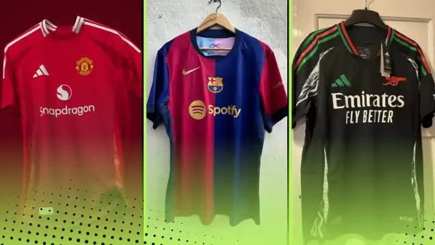 Manchester United, Barcelona, Arsenal kit