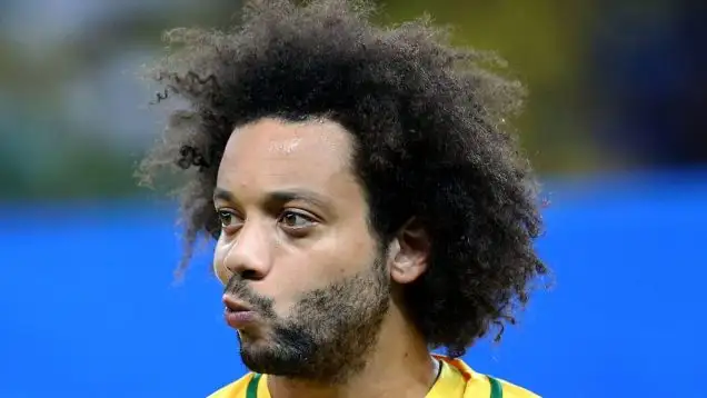 Belo Horizonte, Brazil. 10th Nov, 2016. Marcelo of Brazil reacts before the qualification match for the 2018 FIFA World Cup finals between Brazil and Argentina at the Mineirao Stadium in Belo Horizonte, Brazil, Nov. 10