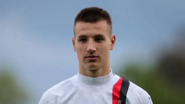 Nyon, Switzerland, 22st April, 2024. Francesco Camarda during the match between Olympiacos and Milan for UEFA Youth League Final at Colovray Sports Ce