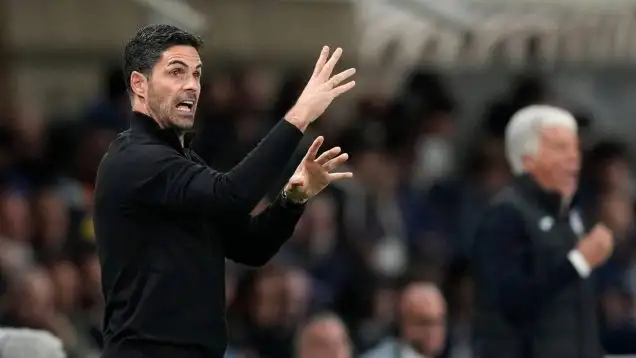 Mikel Arteta on the touchline against Atalanta.