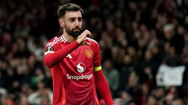 United's matchwinner against Rangers in January 2025 celebrates.