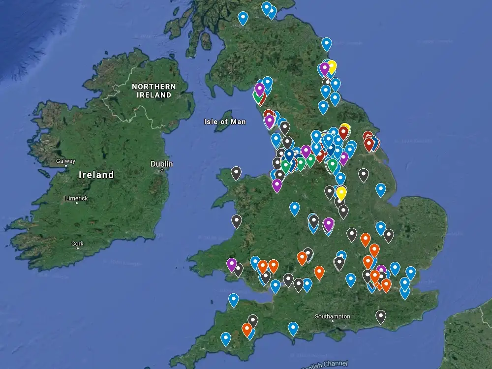 Map of every rugby league club in the UK