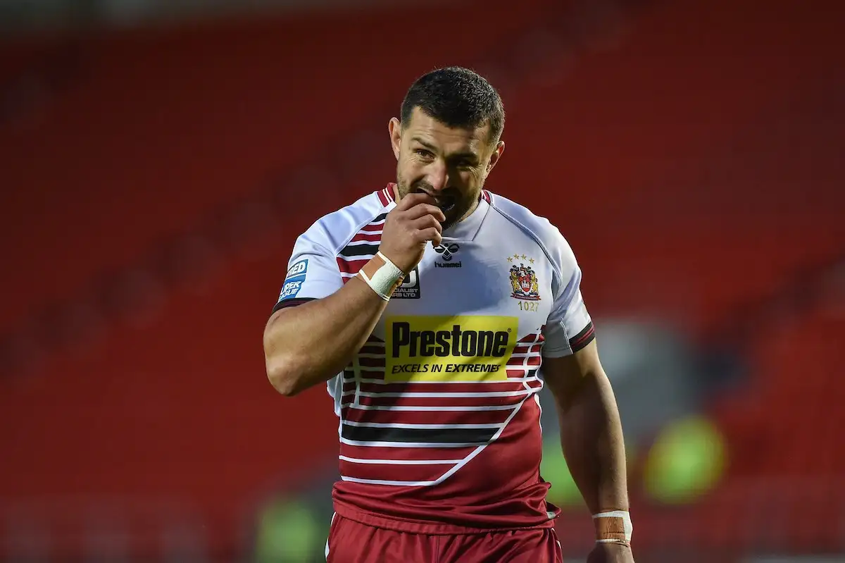 Ben Flower playing for Wigan Warriors