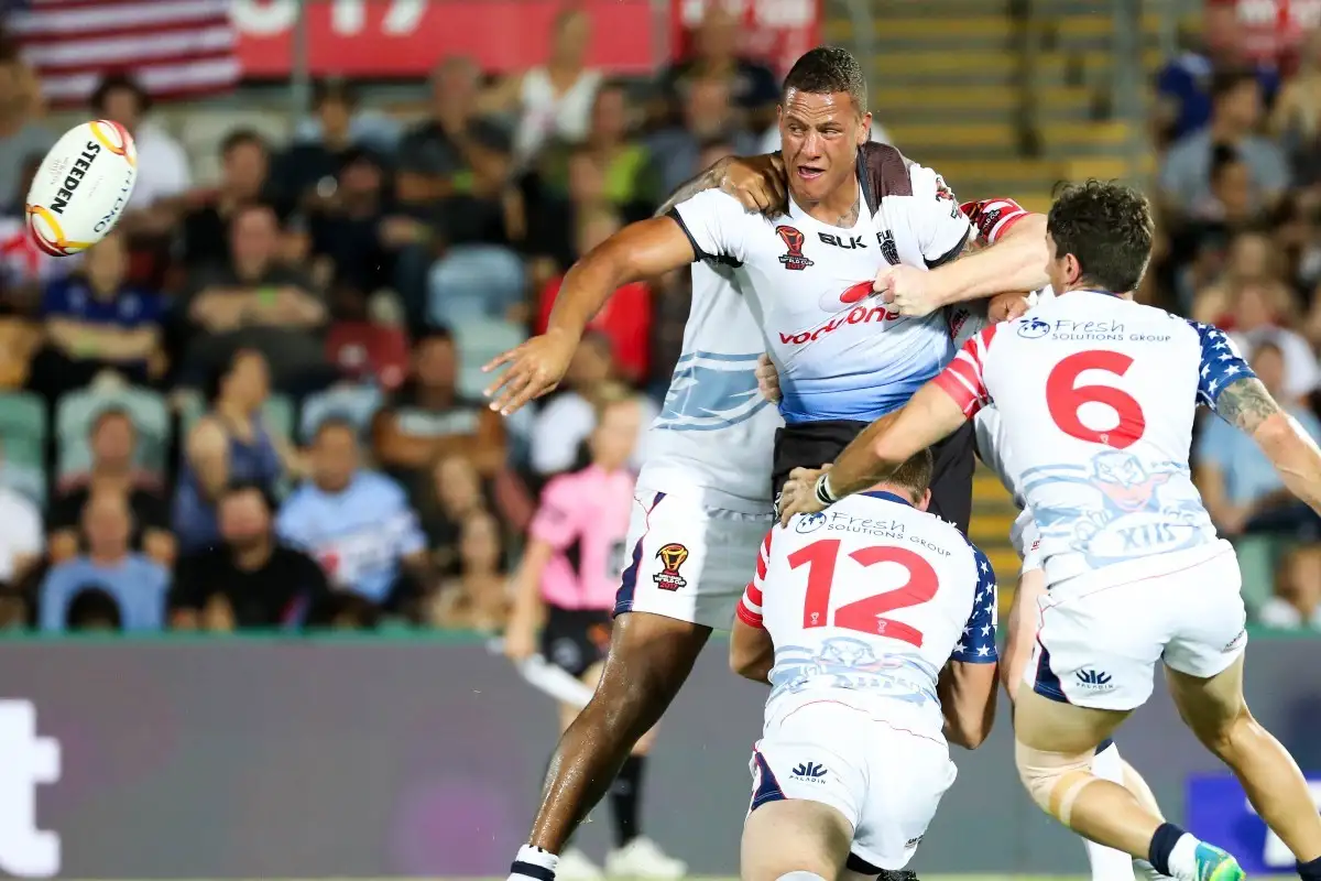 Kane Evans in action for Fiji