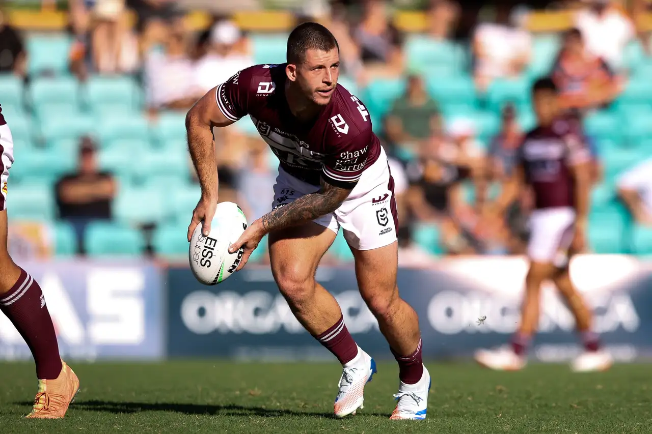 Cade Cust in action for Manly Sea Eagles